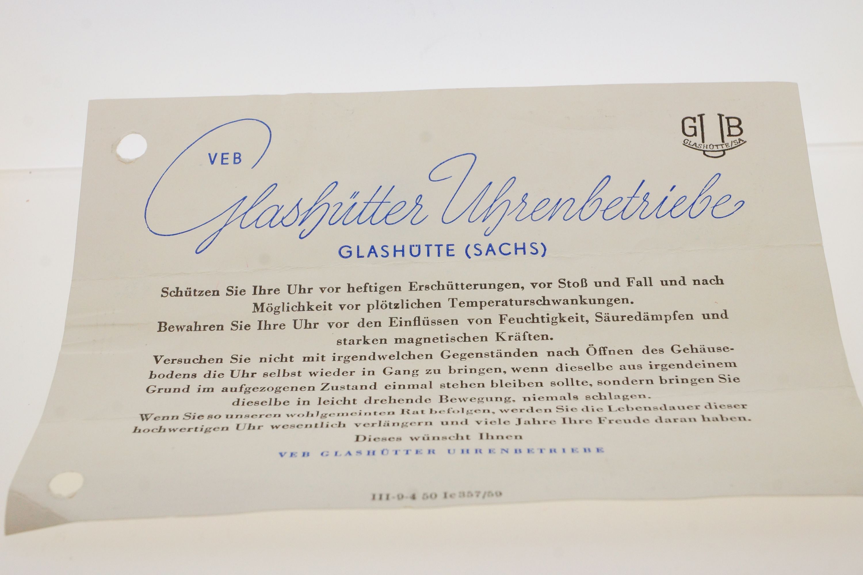 GUB Glashütte Handaufzug – Kaliber 60.1 (1960)